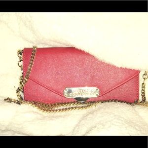Small Saffiano Leather Crossbody Bag w/ gold chain